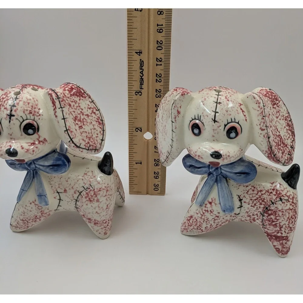 Vintage Ceramic Patchwork Puppy Pepper Shaker Japan‎ Kitschy READ